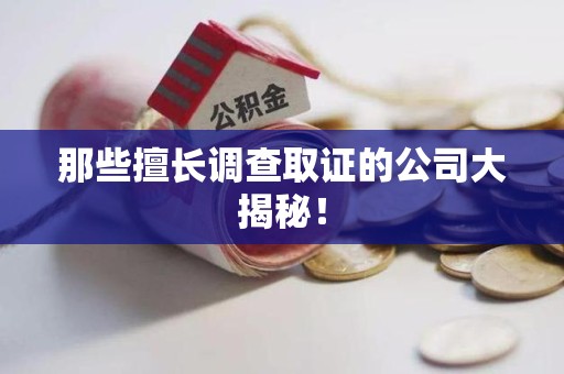 信丰那些擅长调查取证的公司大揭秘！