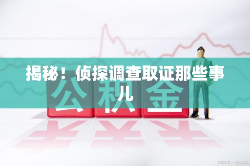 信丰揭秘！侦探调查取证那些事儿