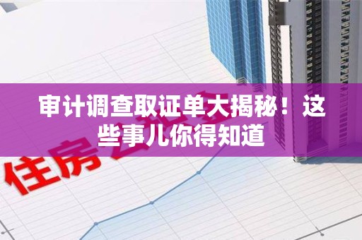 信丰审计调查取证单大揭秘！这些事儿你得知道