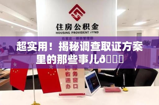 信丰超实用！揭秘调查取证方案里的那些事儿😎