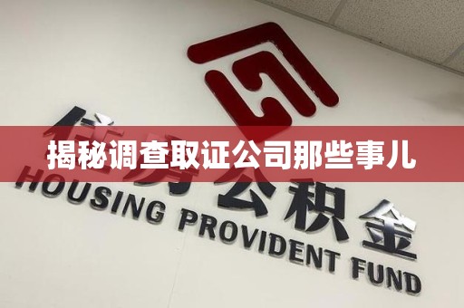 信丰揭秘调查取证公司那些事儿