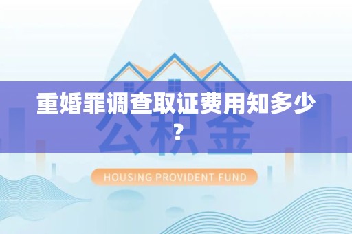 信丰重婚罪调查取证费用知多少？