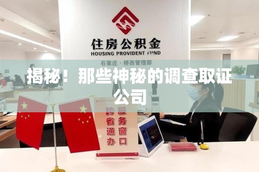信丰揭秘！那些神秘的调查取证公司