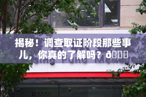 信丰揭秘！调查取证阶段那些事儿，你真的了解吗？😎