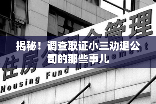 信丰揭秘！调查取证小三劝退公司的那些事儿